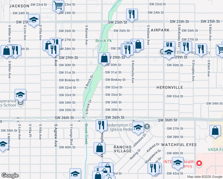 map of restaurants, bars, coffee shops, grocery stores, and more near 1616 Southwest 32nd Street in Oklahoma City
