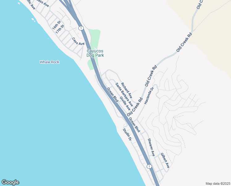 map of restaurants, bars, coffee shops, grocery stores, and more near 2760 Orville Avenue in Cayucos