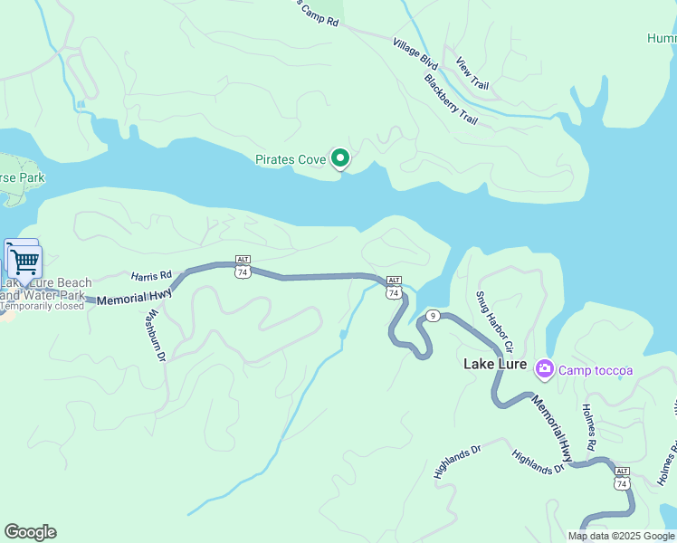 map of restaurants, bars, coffee shops, grocery stores, and more near 2202 Memorial Highway in Lake Lure