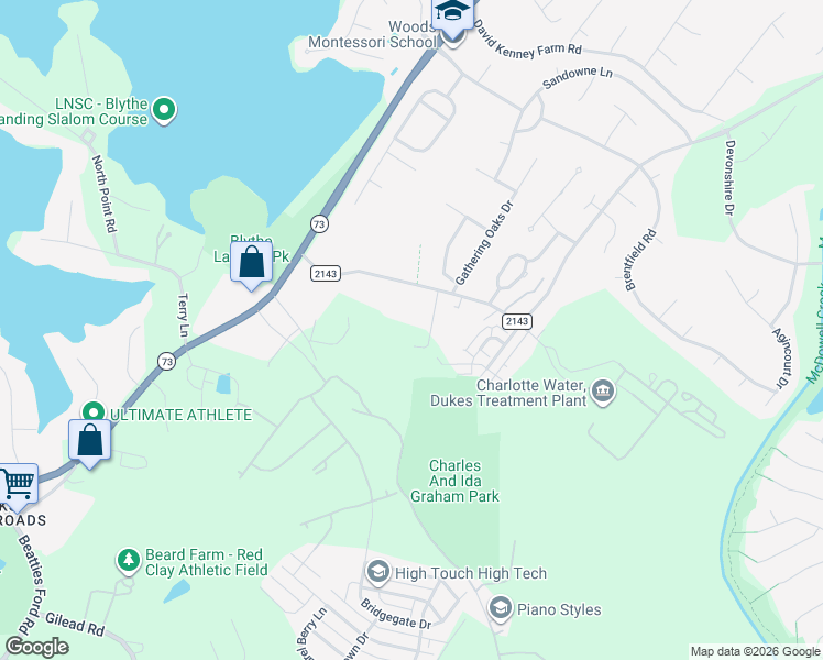 map of restaurants, bars, coffee shops, grocery stores, and more near 7714 Babe Stillwell Farm Road in Huntersville