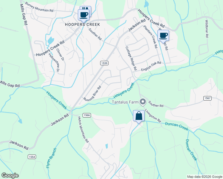 map of restaurants, bars, coffee shops, grocery stores, and more near 302 Meadow Pathway Drive in Fletcher
