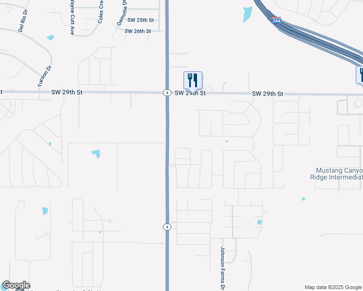 map of restaurants, bars, coffee shops, grocery stores, and more near 11321 Southwest 33rd Terrace in Yukon