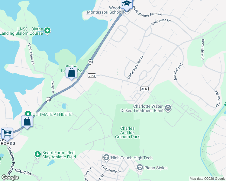 map of restaurants, bars, coffee shops, grocery stores, and more near 7714 Babe Stillwell Farm Road in Huntersville