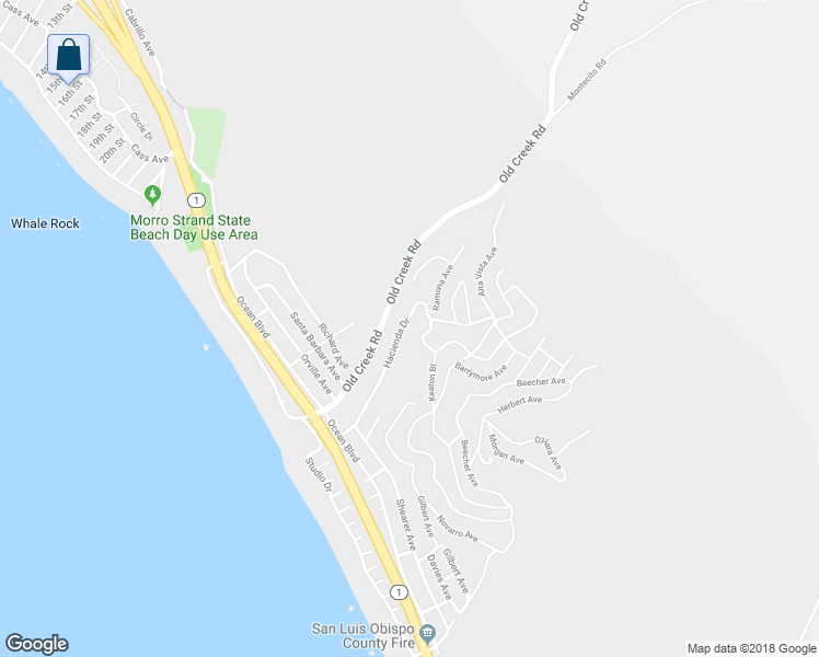 map of restaurants, bars, coffee shops, grocery stores, and more near 596 Hacienda Drive in Cayucos