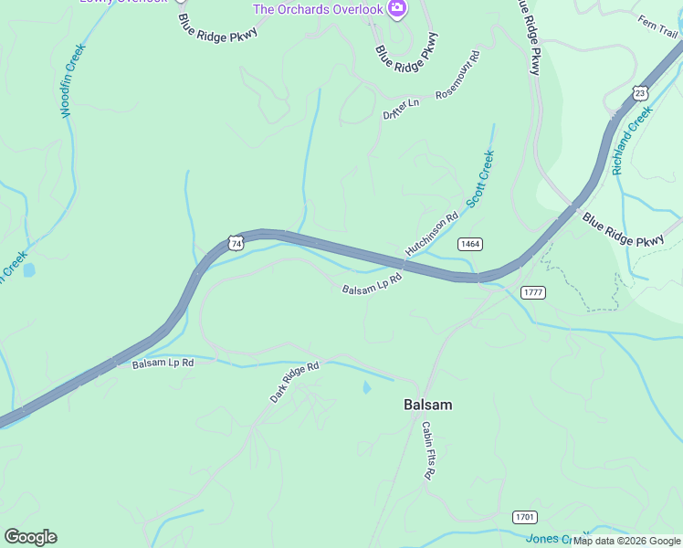 map of restaurants, bars, coffee shops, grocery stores, and more near 867 Balsam Loop Road in Sylva