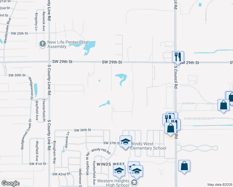 map of restaurants, bars, coffee shops, grocery stores, and more near 3324 South Eagle Lane in Oklahoma City