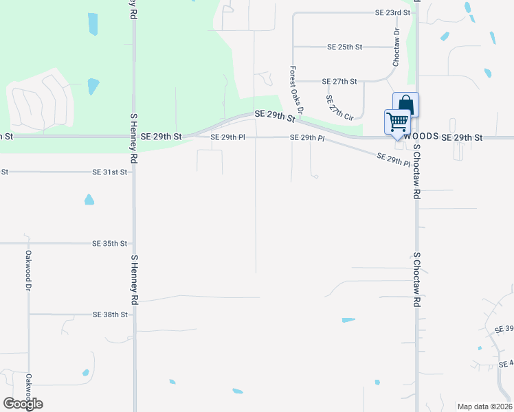 map of restaurants, bars, coffee shops, grocery stores, and more near 3308 Oakbriar Drive in Choctaw