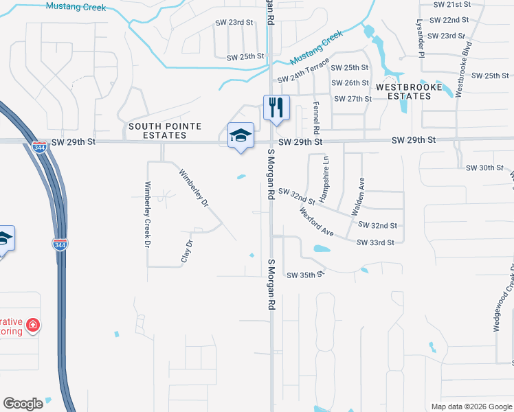 map of restaurants, bars, coffee shops, grocery stores, and more near 9816 Southwest 33rd Street in Yukon