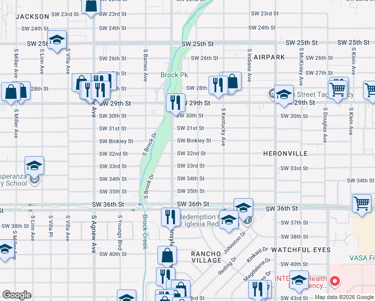 map of restaurants, bars, coffee shops, grocery stores, and more near 1616 Southwest 32nd Street in Oklahoma City