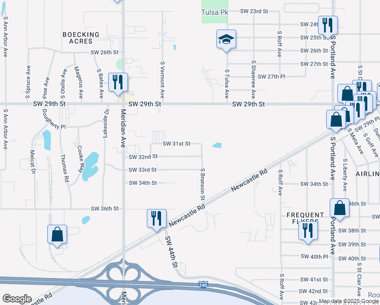 map of restaurants, bars, coffee shops, grocery stores, and more near 4232 Southwest 32nd Street in Oklahoma City