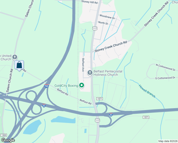 map of restaurants, bars, coffee shops, grocery stores, and more near 3093 U.S. 117 in Goldsboro