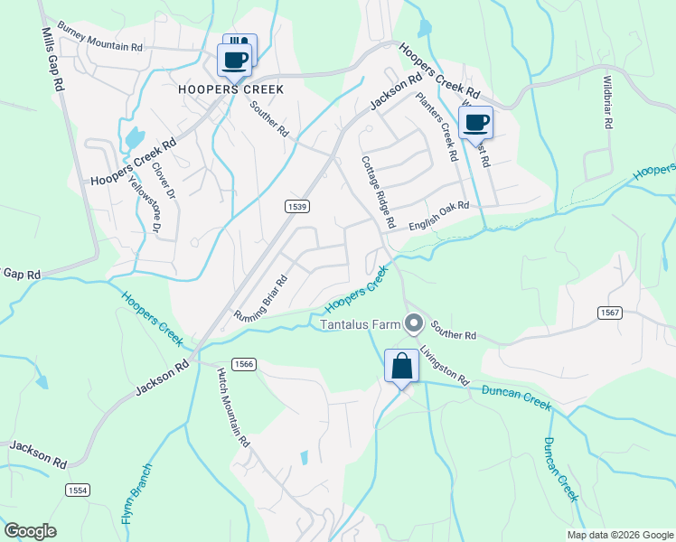 map of restaurants, bars, coffee shops, grocery stores, and more near 225 Meadow Pathway Drive in Fletcher