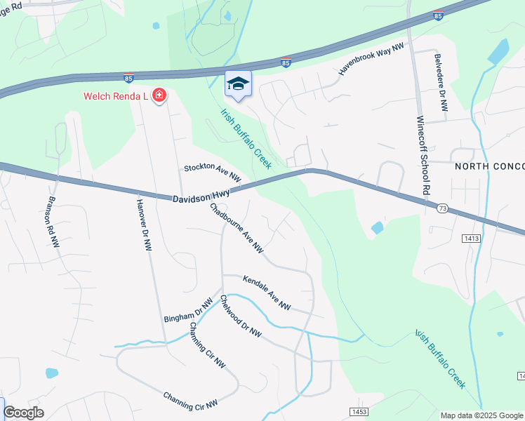map of restaurants, bars, coffee shops, grocery stores, and more near 1214 Hardwicke Place Northwest in Concord