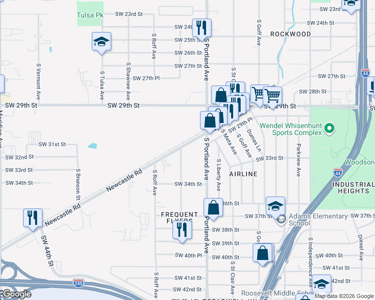 map of restaurants, bars, coffee shops, grocery stores, and more near 3313 South Quapah Avenue in Oklahoma City