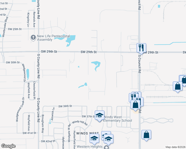 map of restaurants, bars, coffee shops, grocery stores, and more near 3324 South Eagle Lane in Oklahoma City