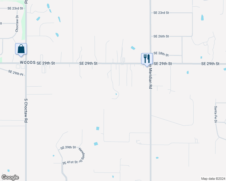 map of restaurants, bars, coffee shops, grocery stores, and more near 15440 Southeast 29th Street in Choctaw