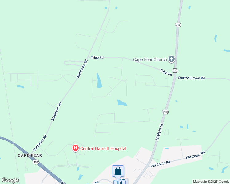 map of restaurants, bars, coffee shops, grocery stores, and more near 275 Scuppernong Lane in Lillington
