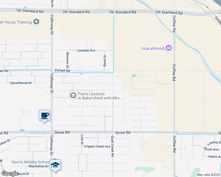 map of restaurants, bars, coffee shops, grocery stores, and more near 8902 Rancho Viejo Drive in Bakersfield