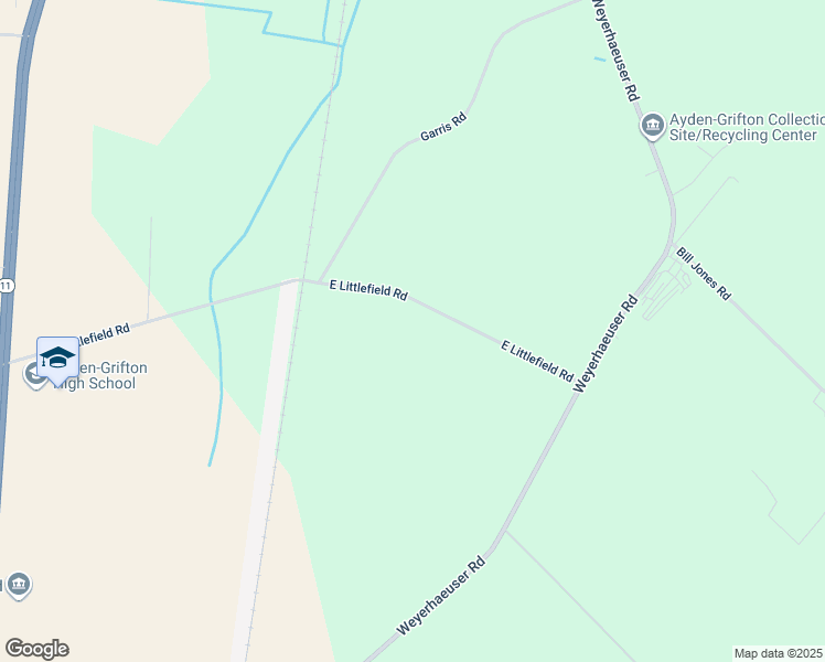 map of restaurants, bars, coffee shops, grocery stores, and more near 484 East Littlefield Road in Ayden
