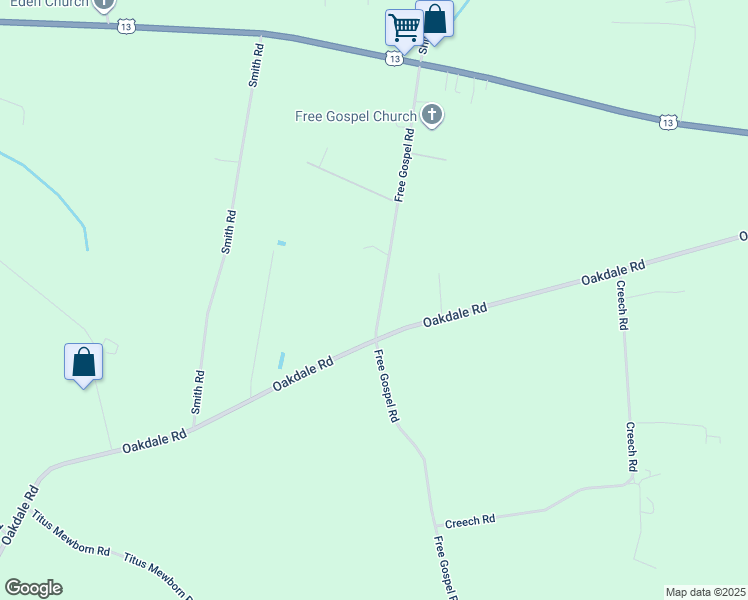 map of restaurants, bars, coffee shops, grocery stores, and more near 582 Free Gospel Road in Snow Hill