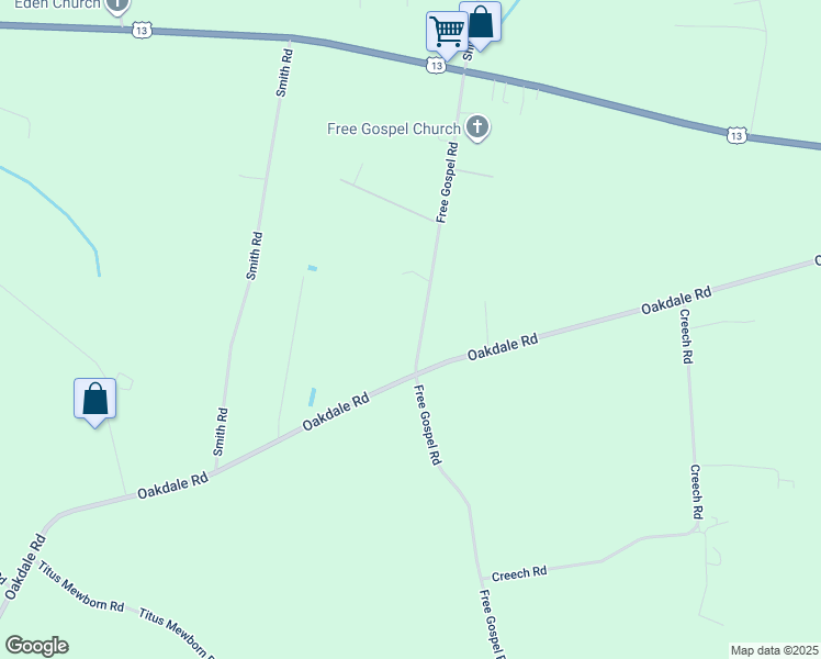 map of restaurants, bars, coffee shops, grocery stores, and more near 582 Free Gospel Road in Snow Hill