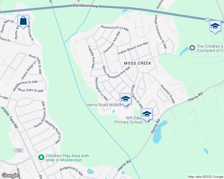 map of restaurants, bars, coffee shops, grocery stores, and more near 1433 Prestbury Road Northwest in Concord
