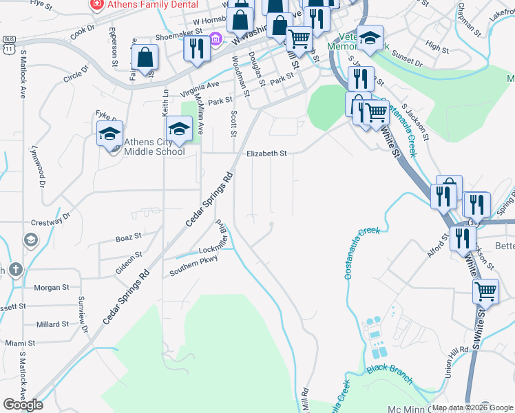 map of restaurants, bars, coffee shops, grocery stores, and more near 529 Holt Street in Athens