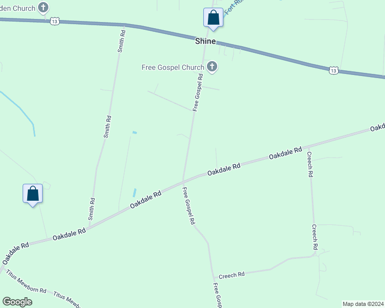 map of restaurants, bars, coffee shops, grocery stores, and more near 535 Free Gospel Road in Snow Hill