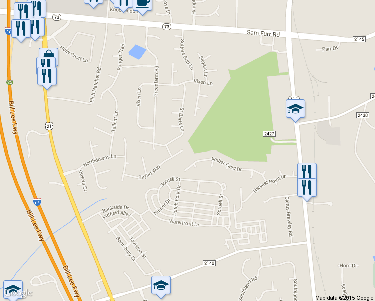 map of restaurants, bars, coffee shops, grocery stores, and more near 10232 Bayart Way in Huntersville