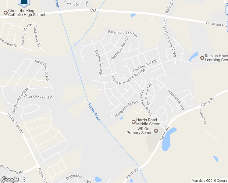 map of restaurants, bars, coffee shops, grocery stores, and more near 1478 Haverford Road Northwest in Concord