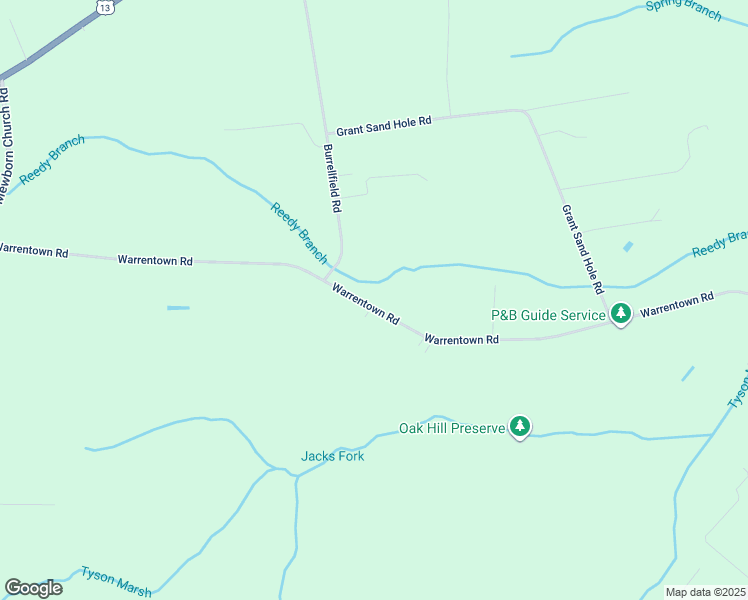 map of restaurants, bars, coffee shops, grocery stores, and more near 1506 Warrentown Road in Snow Hill