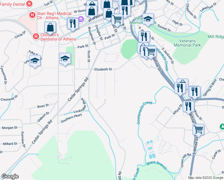 map of restaurants, bars, coffee shops, grocery stores, and more near 536 Charlotte St in Athens