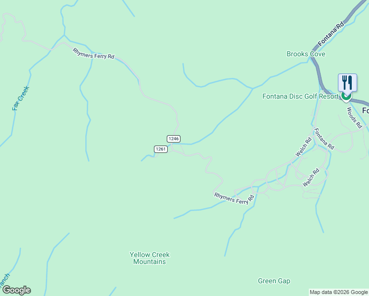 map of restaurants, bars, coffee shops, grocery stores, and more near 648 Fontana Heights Road in Fontana Dam