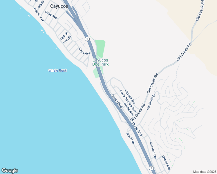 map of restaurants, bars, coffee shops, grocery stores, and more near 2630 Ocean Boulevard in Cayucos
