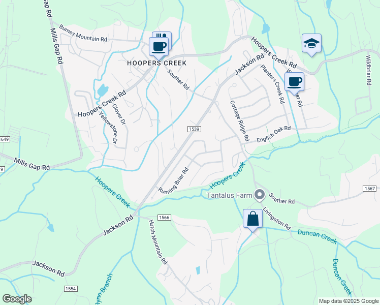 map of restaurants, bars, coffee shops, grocery stores, and more near 32 North Sunberry Trail in Fletcher