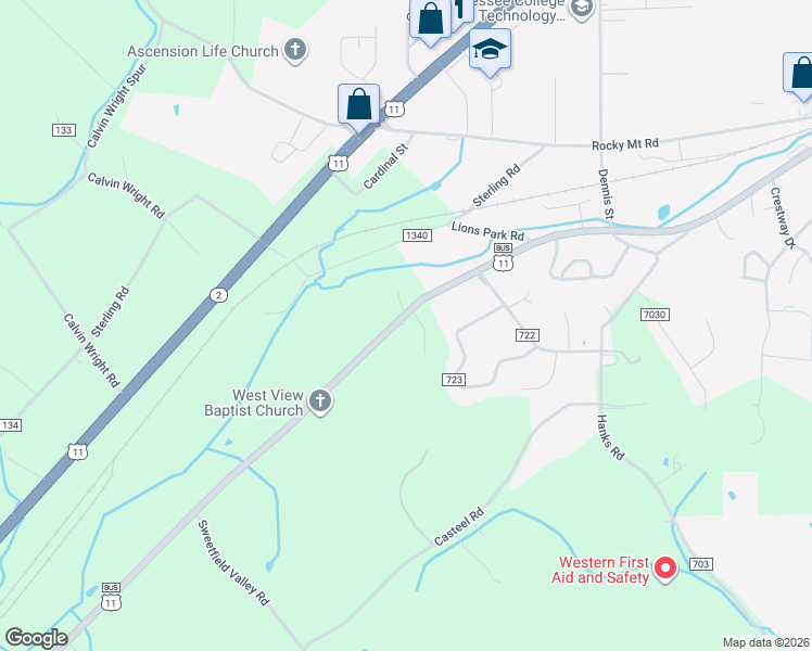 map of restaurants, bars, coffee shops, grocery stores, and more near 2647 Tennessee 39 in Athens