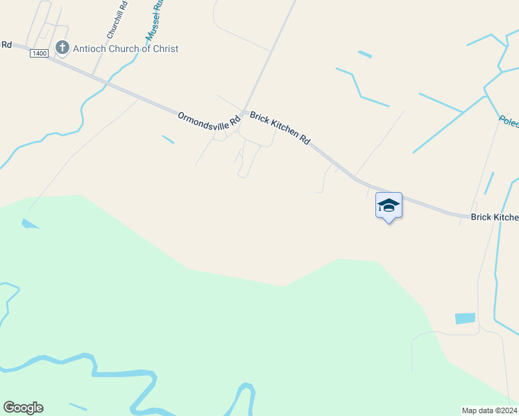 map of restaurants, bars, coffee shops, grocery stores, and more near 300 Brick Kitchen Road in Hookerton