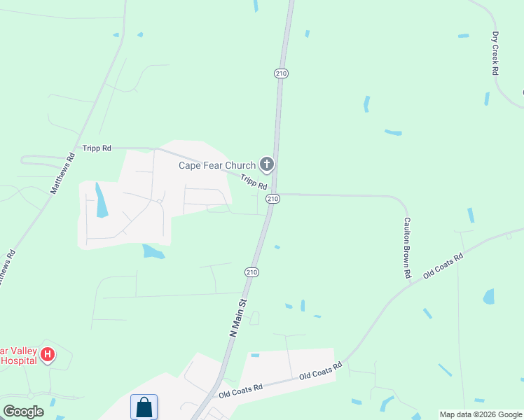 map of restaurants, bars, coffee shops, grocery stores, and more near 28 Gregory Village Drive in Lillington