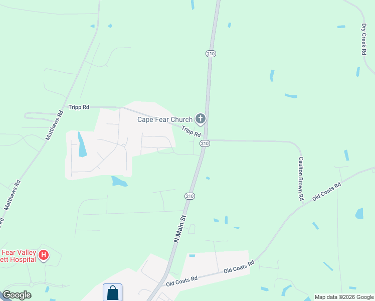 map of restaurants, bars, coffee shops, grocery stores, and more near 28 Gregory Village Drive in Lillington