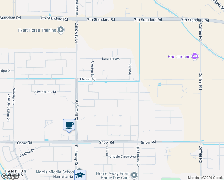 map of restaurants, bars, coffee shops, grocery stores, and more near 9206 Rancho Viejo Drive in Bakersfield