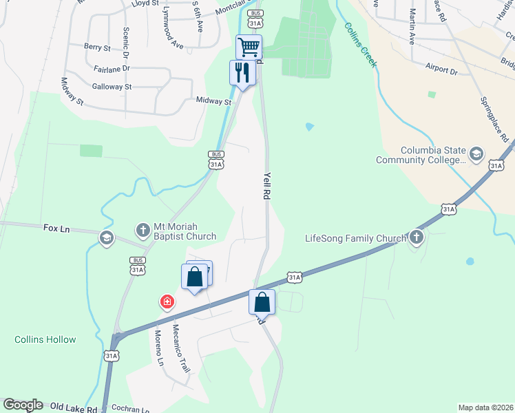 map of restaurants, bars, coffee shops, grocery stores, and more near 908 Yell Road in Lewisburg