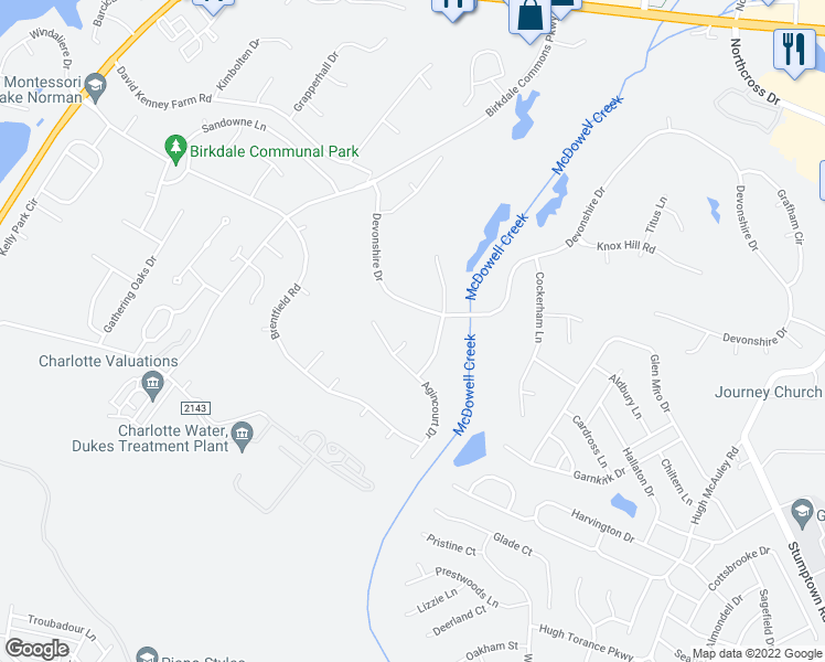 map of restaurants, bars, coffee shops, grocery stores, and more near 15824 Heckscher Drive in Huntersville