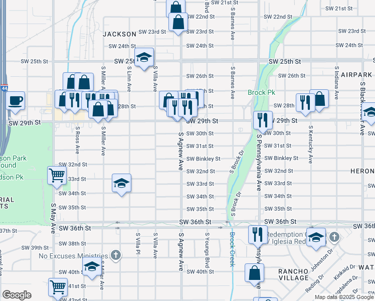 map of restaurants, bars, coffee shops, grocery stores, and more near 2336 Southwest 31st Street in Oklahoma City