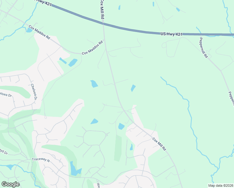 map of restaurants, bars, coffee shops, grocery stores, and more near 4193 Cox Mill Road in Sanford