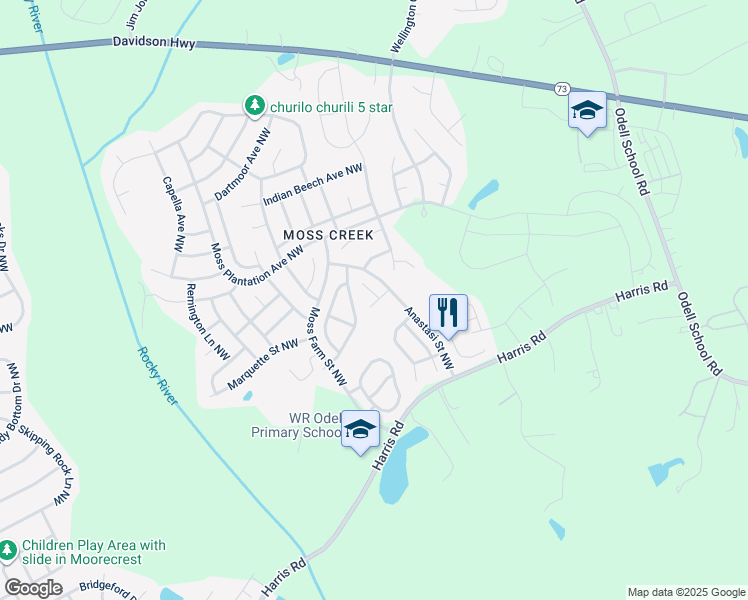 map of restaurants, bars, coffee shops, grocery stores, and more near 9426 McLaren Court Northwest in Concord