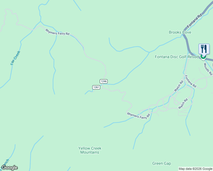 map of restaurants, bars, coffee shops, grocery stores, and more near 648 Fontana Heights Road in Fontana Dam