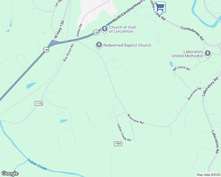 map of restaurants, bars, coffee shops, grocery stores, and more near 1694 Riverview Road in Lincolnton