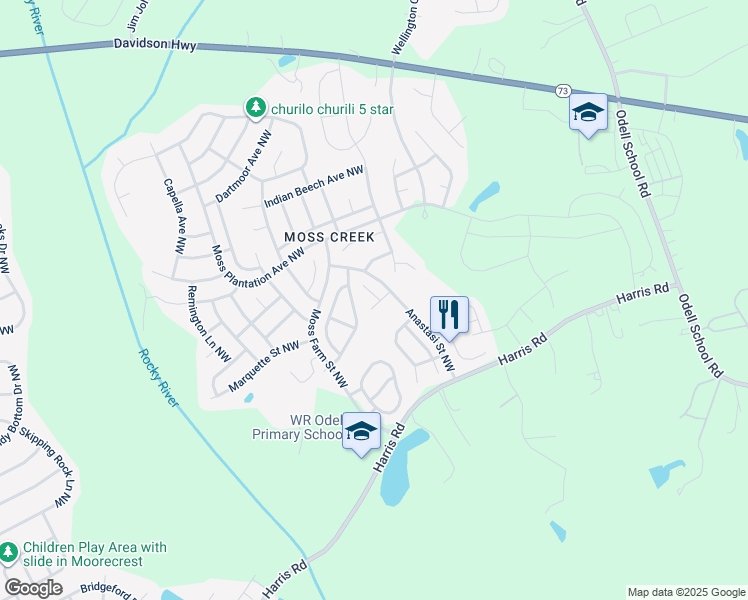 map of restaurants, bars, coffee shops, grocery stores, and more near 9426 McLaren Court Northwest in Concord