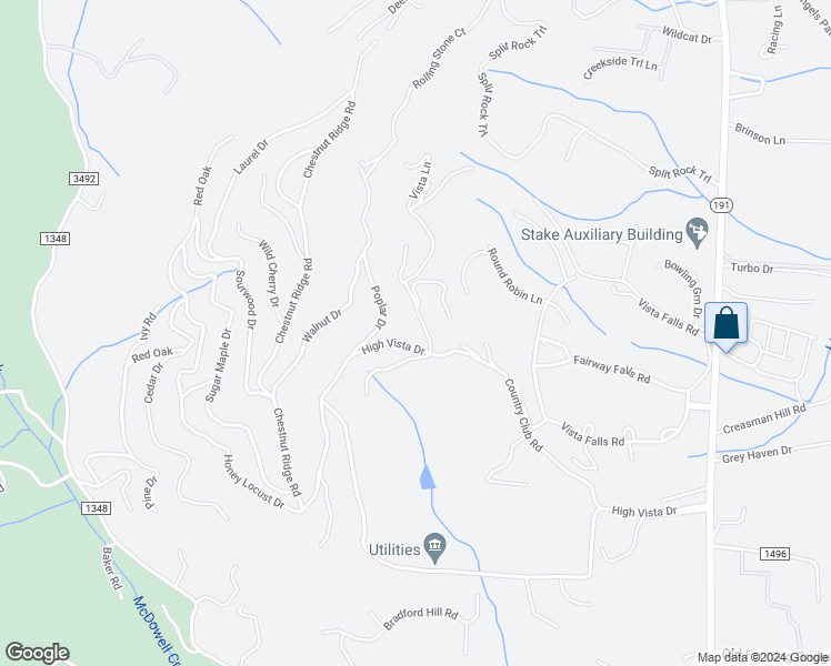 map of restaurants, bars, coffee shops, grocery stores, and more near 1080 High Vista Drive in Mills River