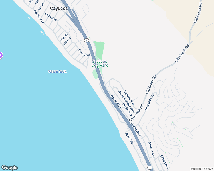 map of restaurants, bars, coffee shops, grocery stores, and more near 2630 Ocean Boulevard in Cayucos